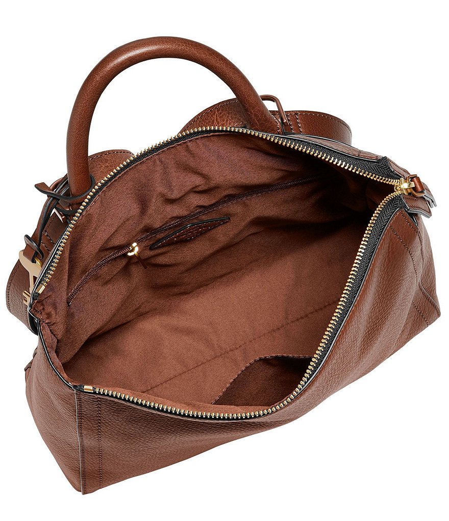 Brown Faux Leather Zipped Western Crossbody Sling Bag