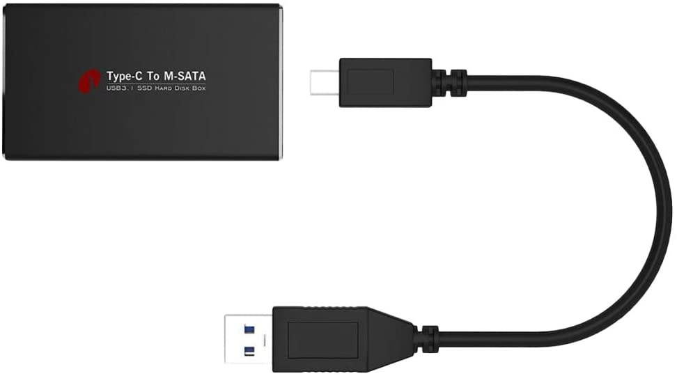 Homyl MSATA to USB 3.1 SSD Box Adapter Box, USB Type C Convector Box, Black
