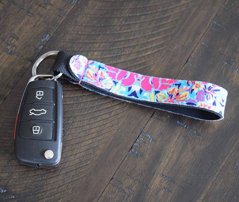 Cool Neoprene Wristlet Keychain Lanyard 6 Pack - Neoprene Key Chain Holder to Match Chapstick Holder Keychain, 6 Unique Fun Colors