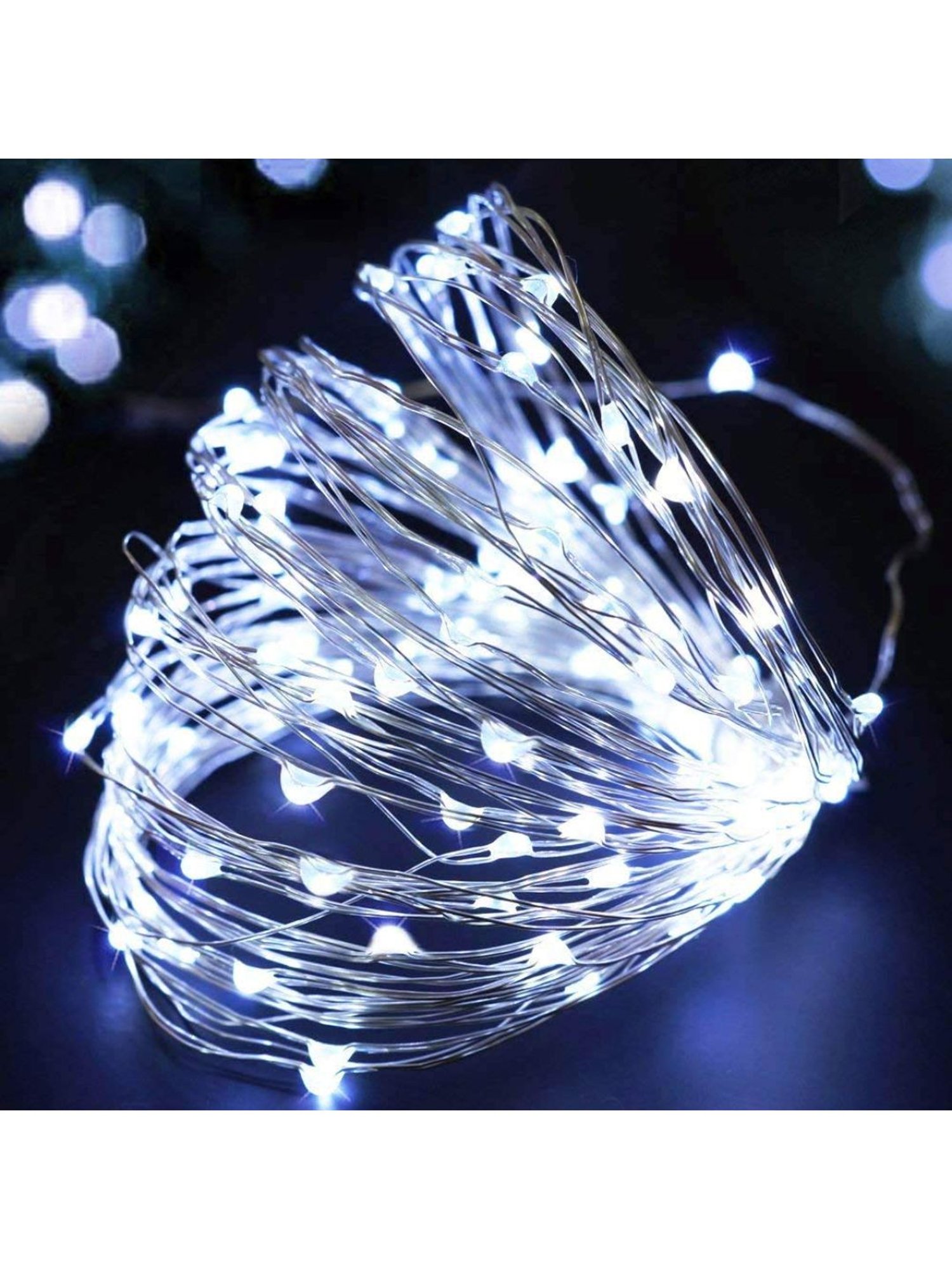 XERGY Battery Powered Copper Wire LED String Lights 10 Meter 100 LED s - Cool White