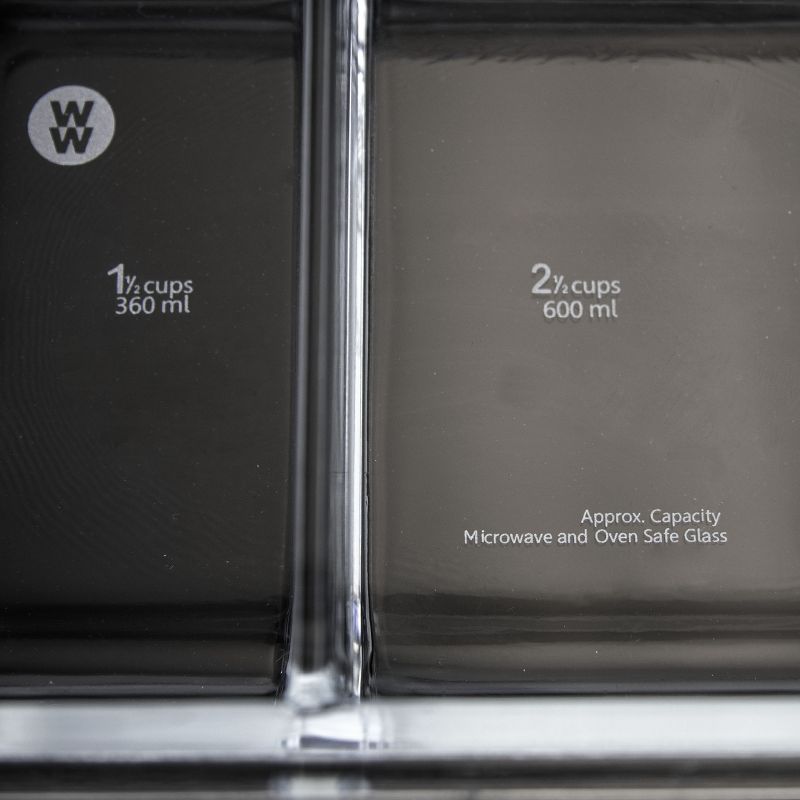 Weight Watchers 2 Section Glass Portion Control Lunch Container with Lid