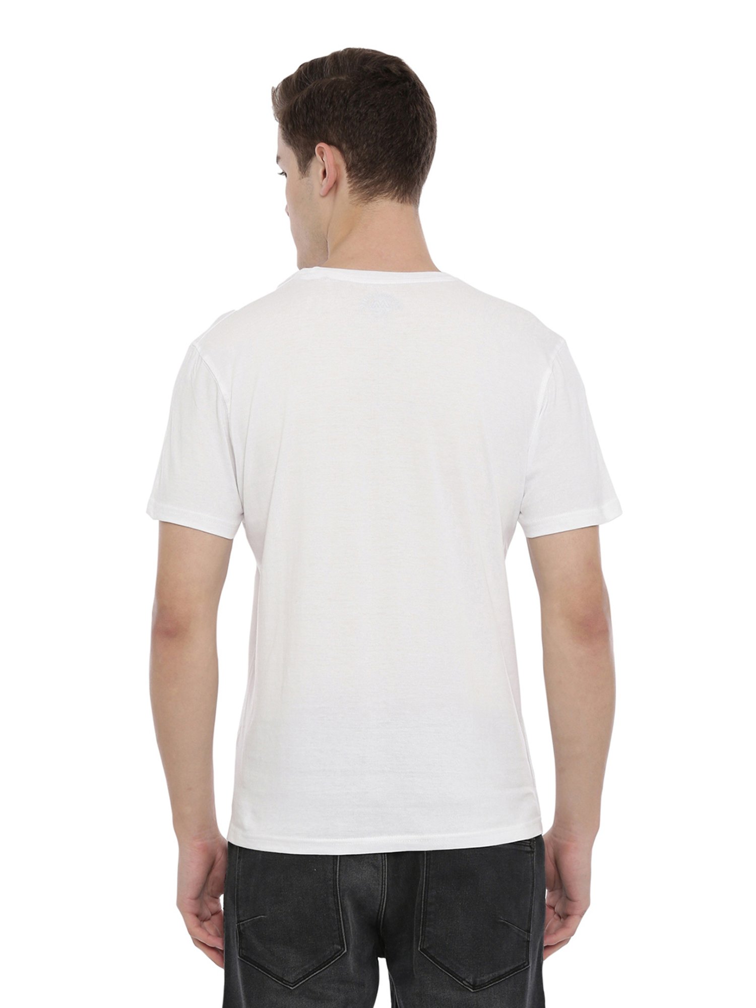 BLACK RADIO White Slim Fit Printed Cotton Crew T-Shirt