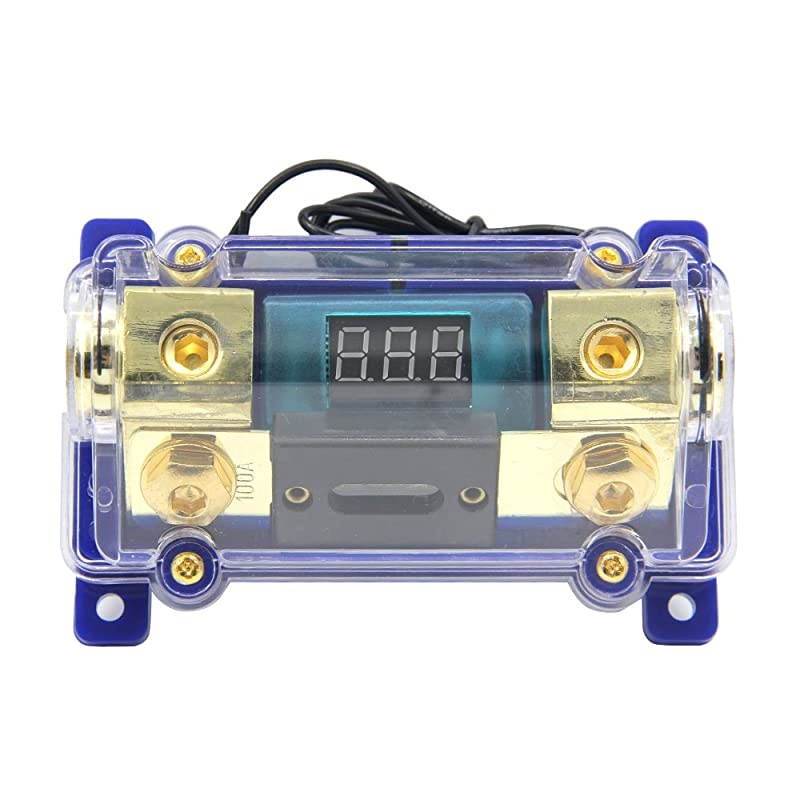 250A Digital Circuit Breaker,Car Stereo Audio Led Display Digital Voltage Inline ANL Fuse Holder 0 2 4 Gauge in Out with 250 Amp Fuse