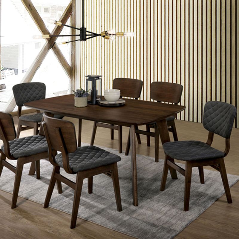 Set of 2 Welch Tufted Wood Dining Side Chair Gray/Walnut - miBasics