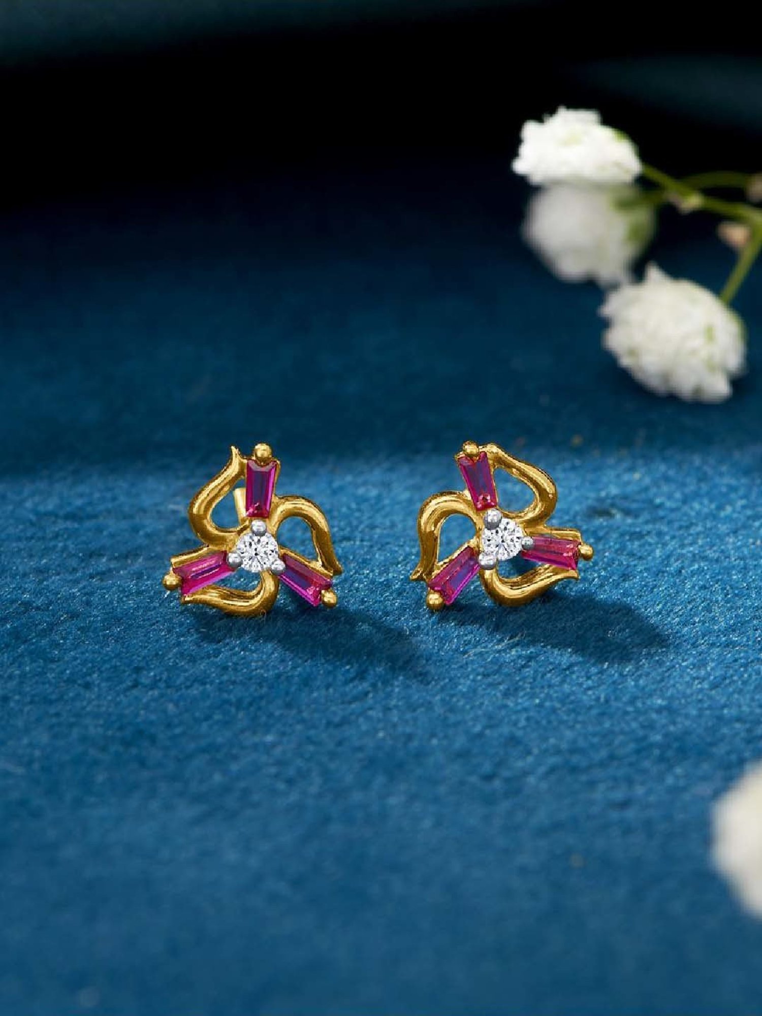 P.N.Gadgil Jewellers 22 Karat (916) BSI Hallmarked Yellow Gold Blossom Beams Kids Earring For Kid