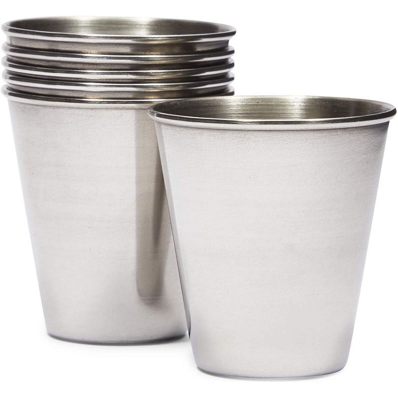 Okuna Outpost 6 Pack Stainless Steel Shot Glasses Cup Drinking Tumbler with Leather Case (70 ml, 2.3 oz)