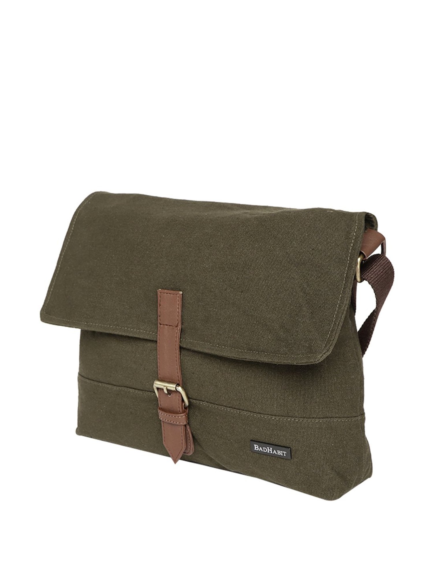Bad Habit Military Green Nylon Medium Laptop Messenger Bag
