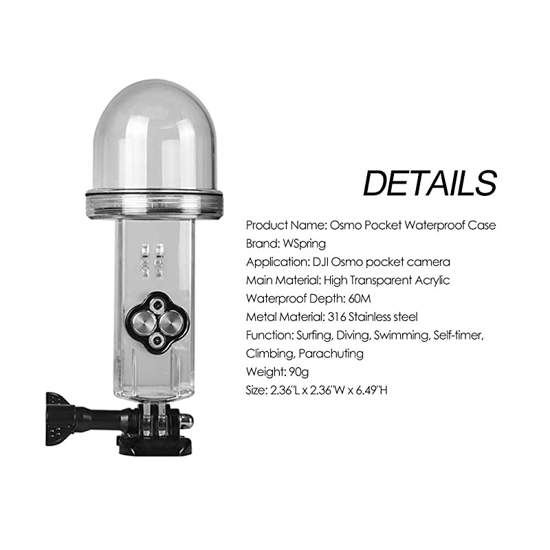 Waterproof Housing Case for DJI Osmo Pocket Accessories 60M Underwater Diving Protective Housing Shell Accessories Kit
