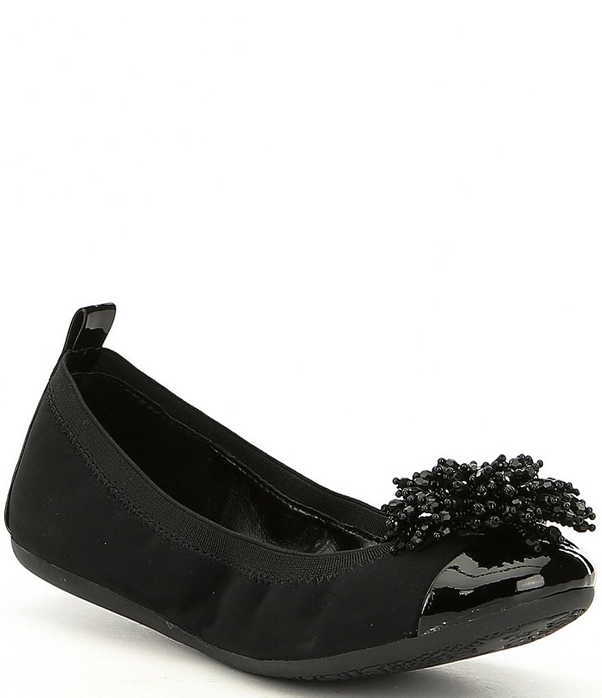 GB Girls' Posy-Girl Patent Cap Toe Jeweled Ornament Dress Flats (Infant)