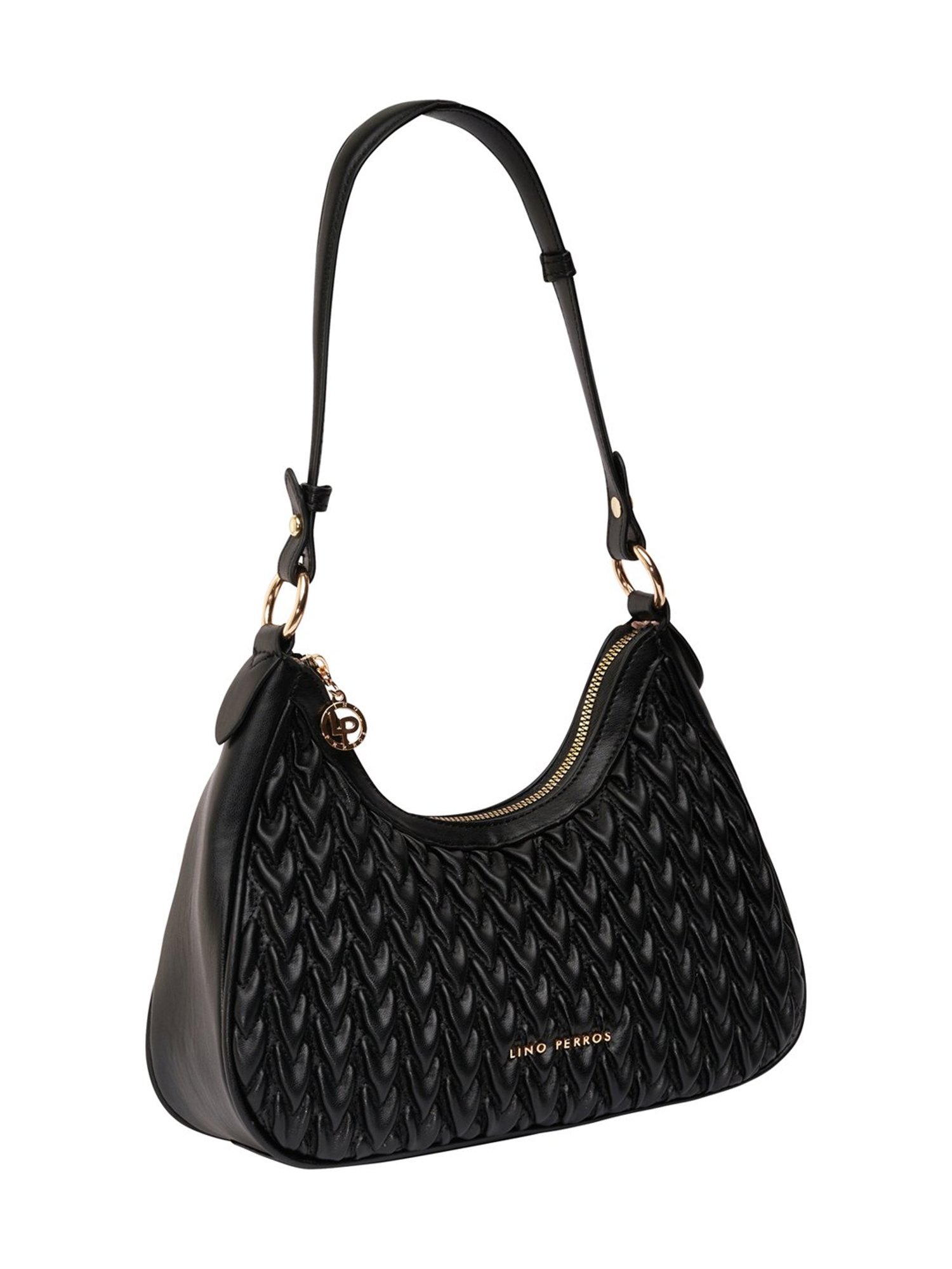 Lino Perros Black Quilted Medium Hobo Shoulder Bag