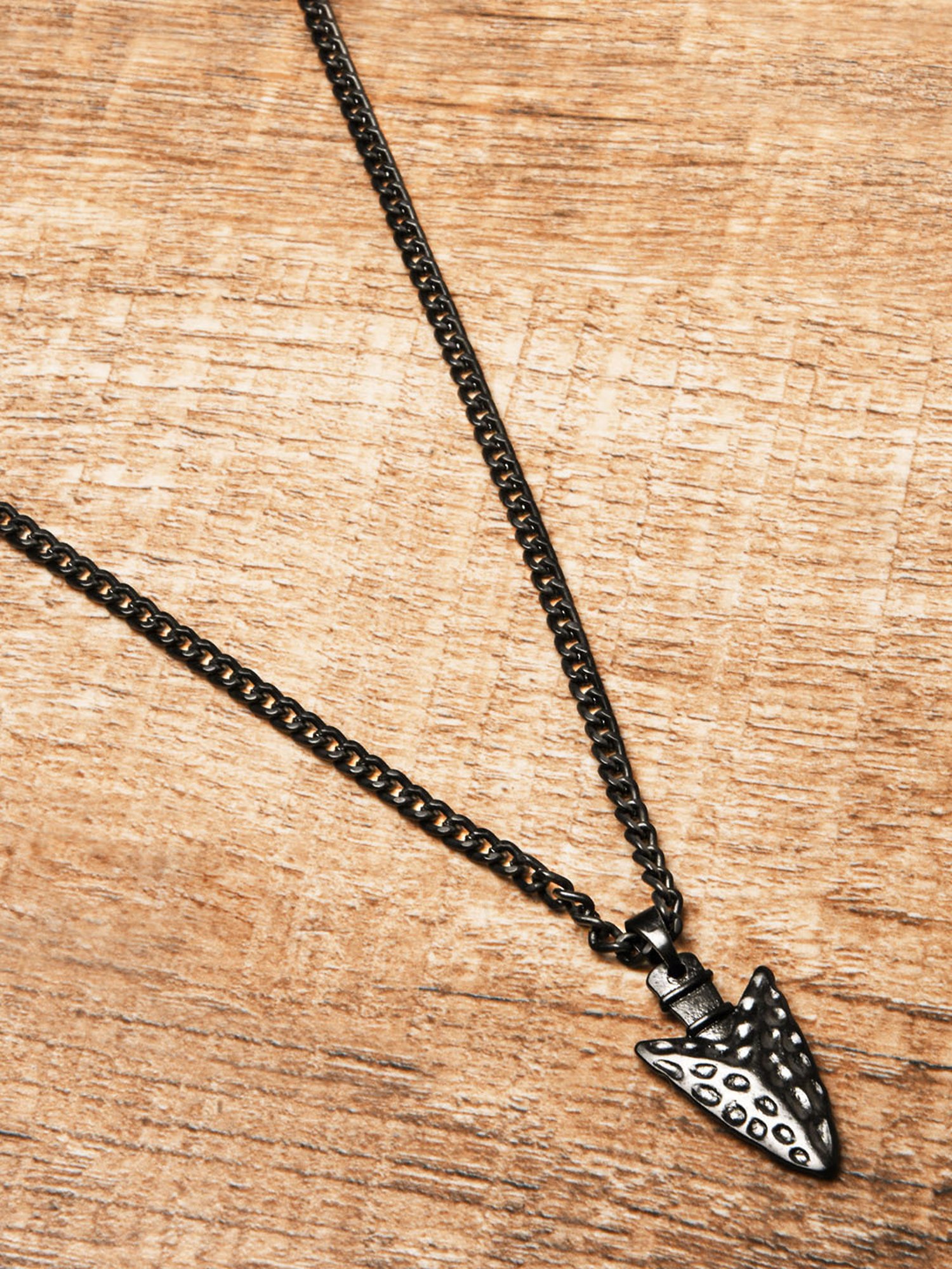 The Bro Code Black Hammered Arrow Pendant Necklace for Men