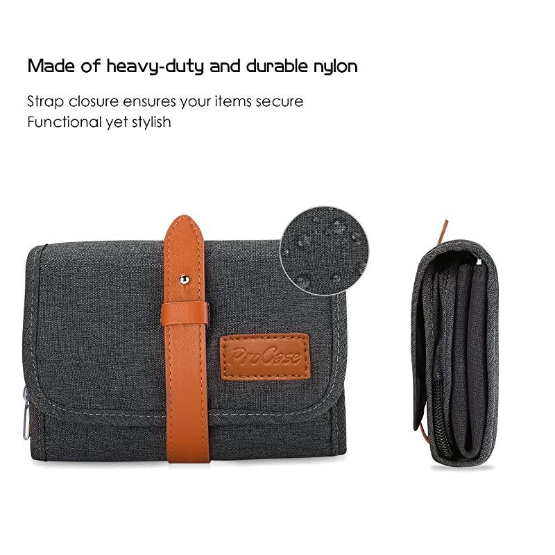 Travel Gadgets Organizer Bag Universal Electronic Accessories Cable RollUp Pouch Portable Gear Storage Carrying Cover for Cords SD Memory Cards Earphone Hard Drive Black