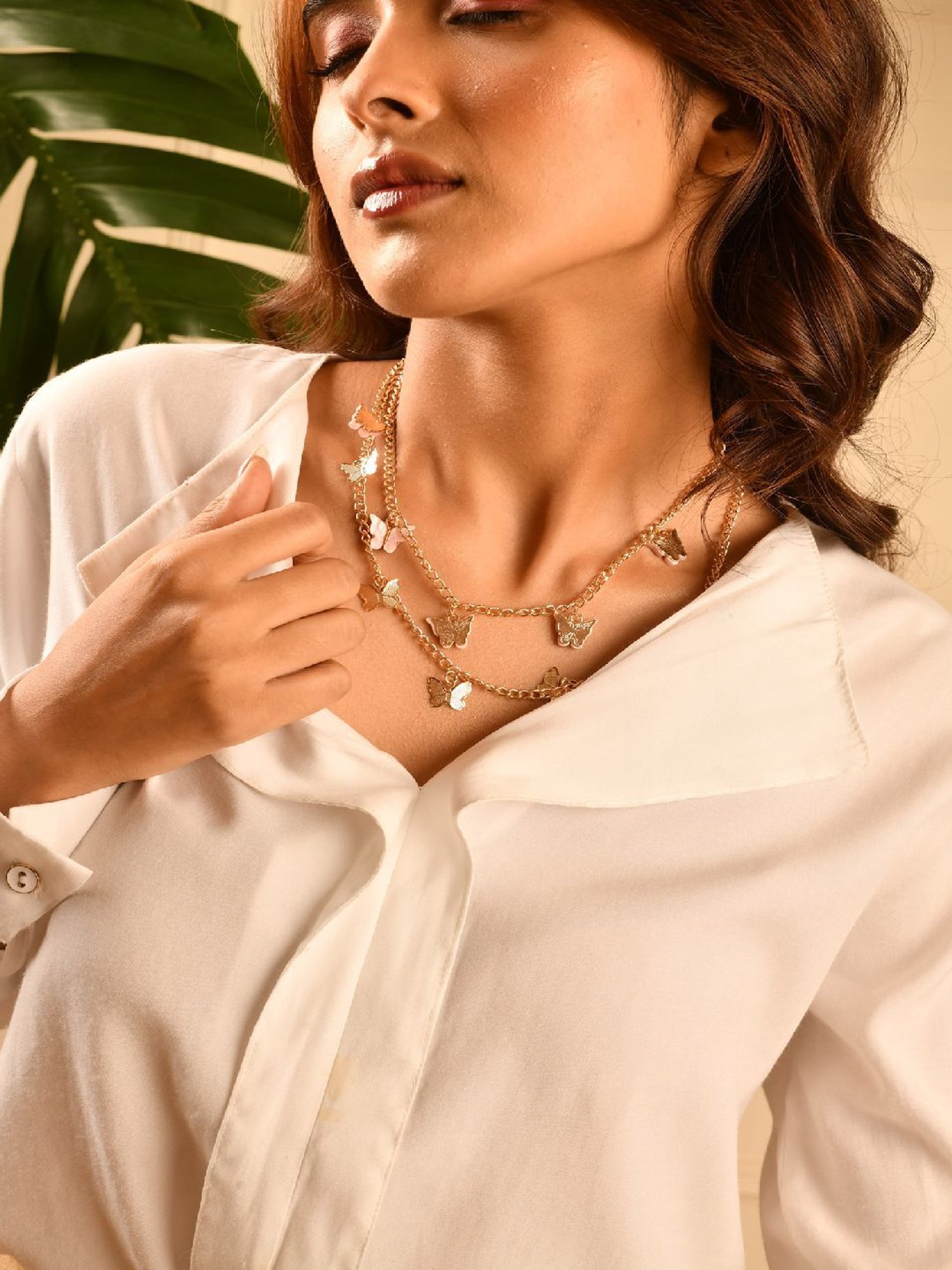 Jewelz Multi-Layered Butterfly Design Necklace for Women