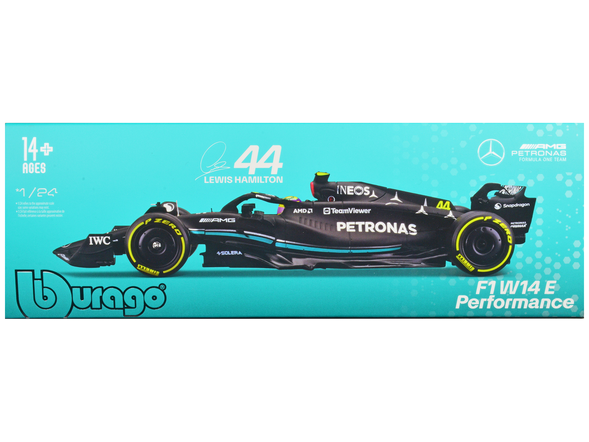 Mercedes-AMG F1 W14 E Performance #44 Lewis Hamilton "Petronas" Formula One F1 "World Championship" (2023) 1/24 Diecast Model Car by Bburago
