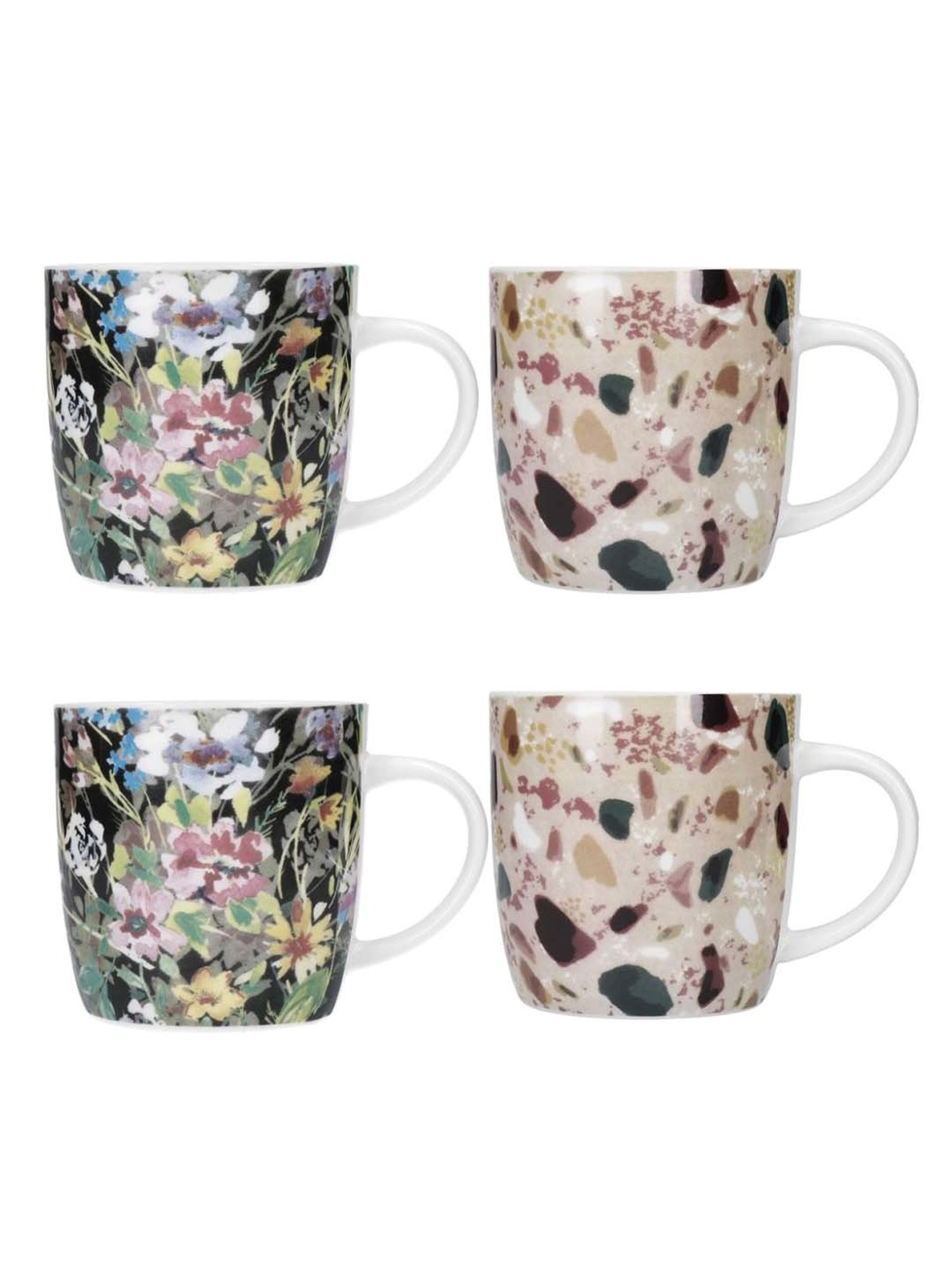 KitchenCraft Multicolor Ceramic Barrel Mug (0.425 L) - Set of 4