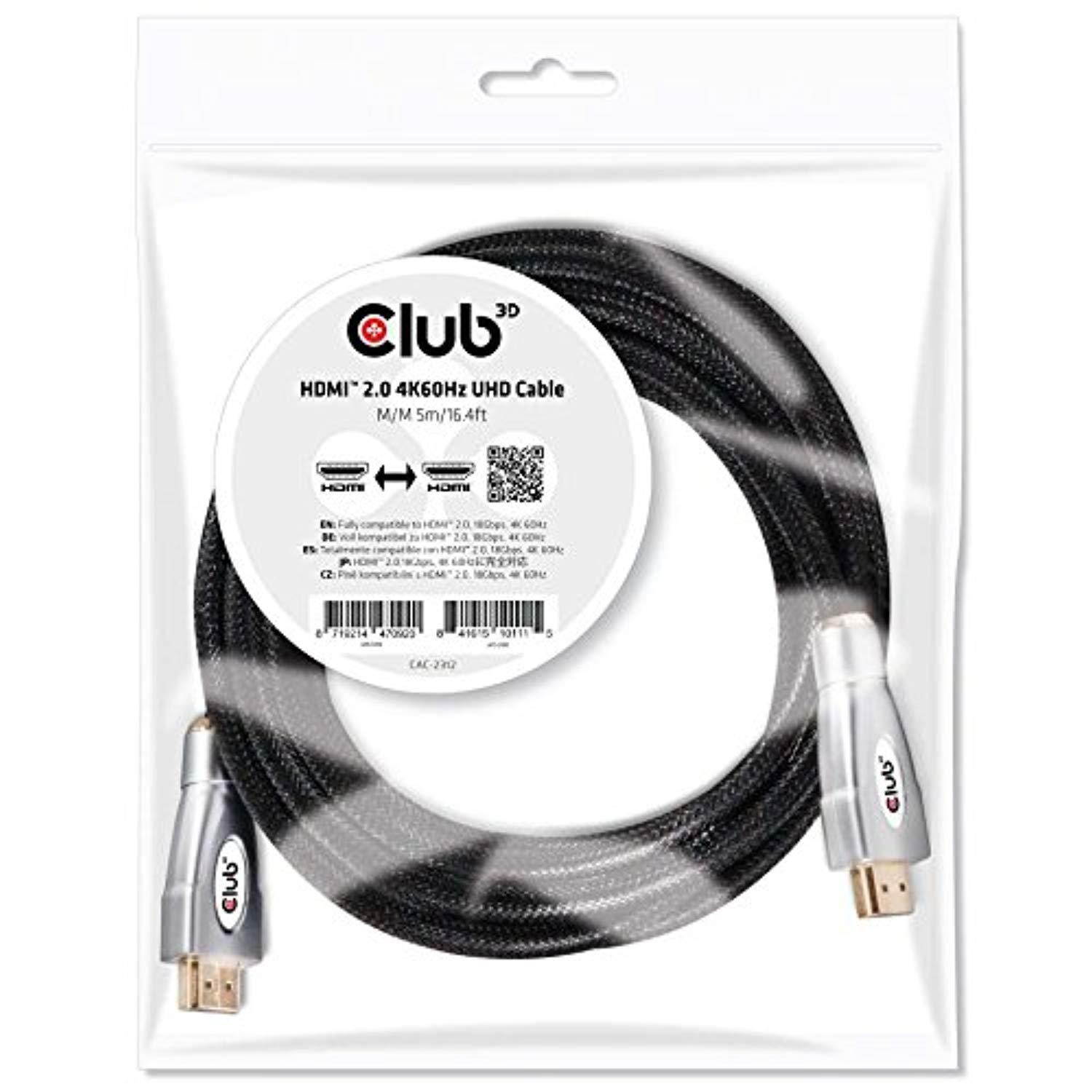 Club3D CAC-2312 HDMI 2.0 4K60Hz UHD Cable 5m/16.40ft Male/Male