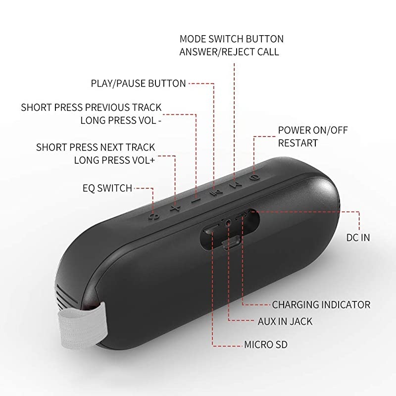 Bluetooth Speakers TWS Portable Durable Wireless SpeakersHiFi Sound and Rich BassIPX6 Waterproof Outdoor Speaker18 Hour PlaytimeBuiltin MicAUXSD InputEnjoy PartyCamping Black