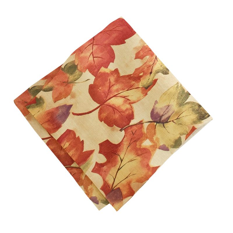 Harvest Festival Fall Printed Napkins, Set of 8 - 17" x 17"  - Red/Orange - Elrene Home Fashions