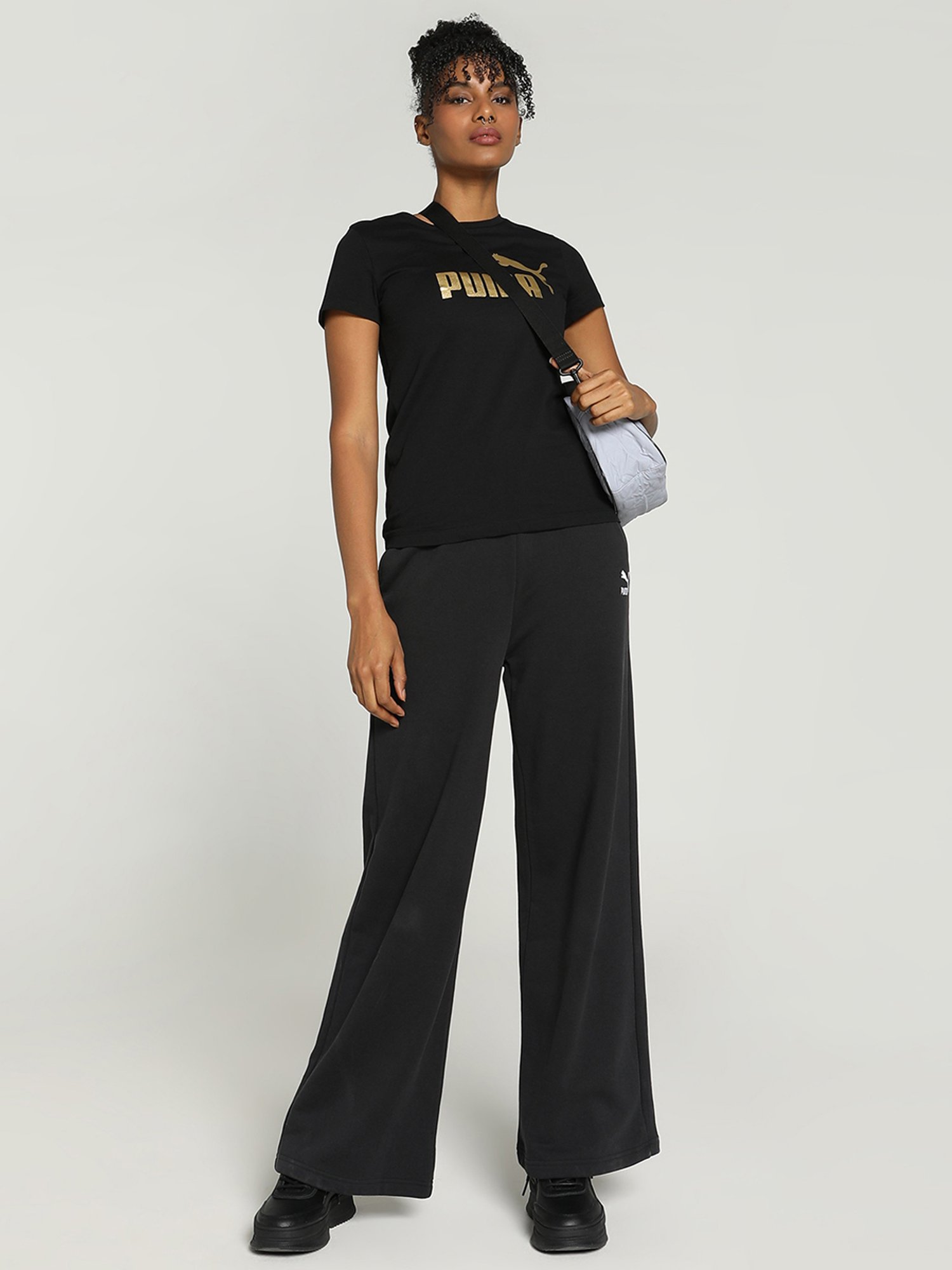 Puma Black Cotton Printed T-Shirt