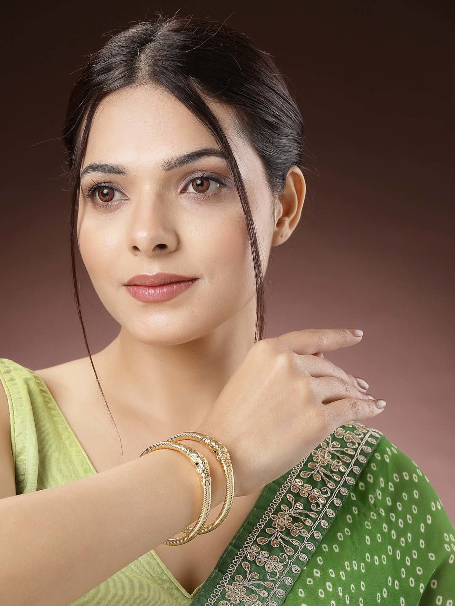 NVR Gold-Plated Handcrafted Traditional Bangles for Women - Set of 2