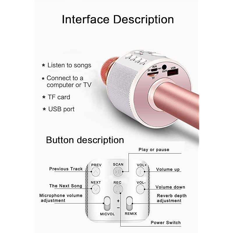 Bluetooth Wireless Microphone 3 in 1 Portable Handheld Mic Speaker Machine for Company Meeting Family Kids Party - Compatible iPhone, Android, iPad, PC and All Smartphones