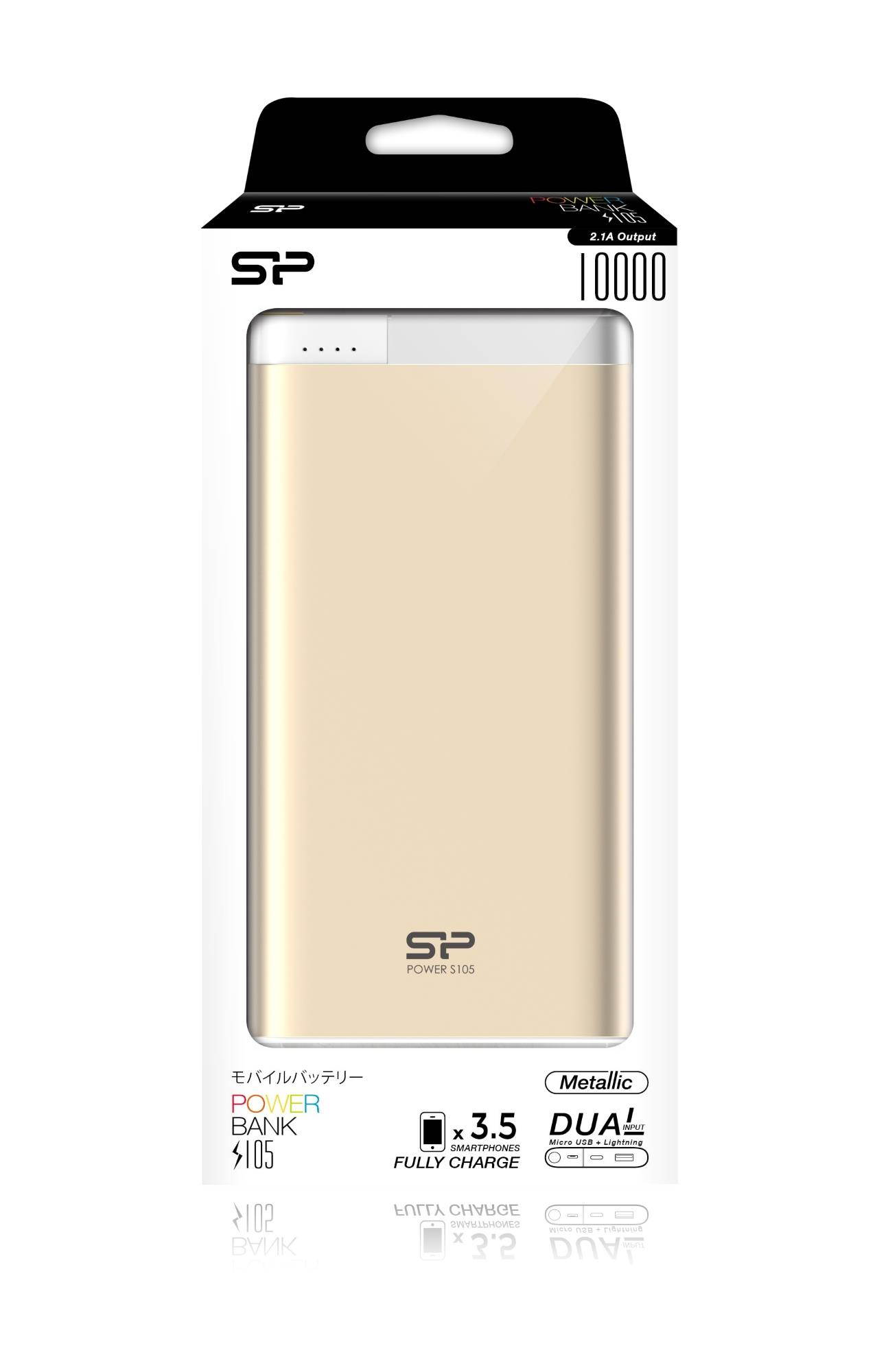 Silicon Power S105 10000mAh Portable Power Bank Champagne