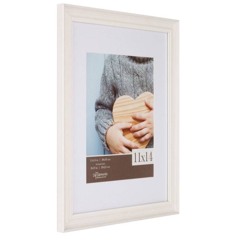 4pc 11"x14" Matted to 8"x10" Farmhouse Tabletop or Wall Mount Picture Frames Distressed White - Life Moments