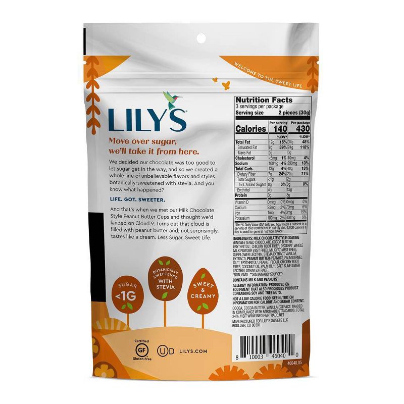 Lily's Milk Chocolate Peanut Butter Cups - 3.2oz