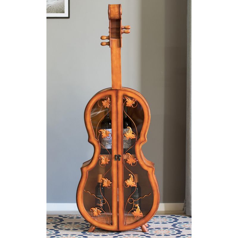 Vintiquewise 4.5 Feet Tall Violin Shaped Cabinet With 2 Shelf and Acrylic Clear Double Door