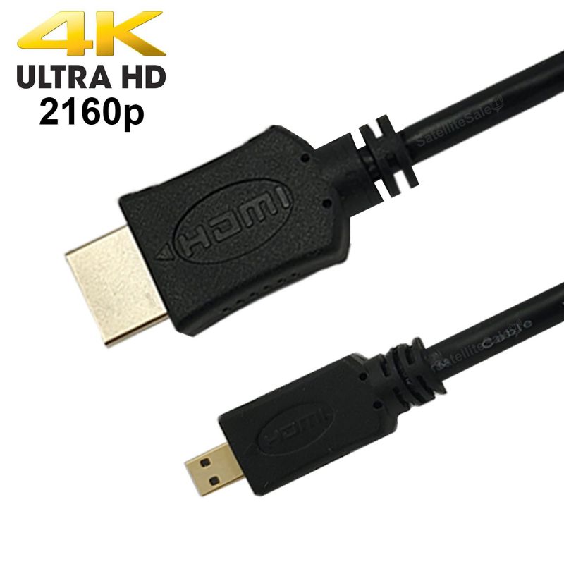 3 FT Micro HDMI to HDMI Cable TV AV Adapter for Mobile Phones Tablets HDTV 4K 3D