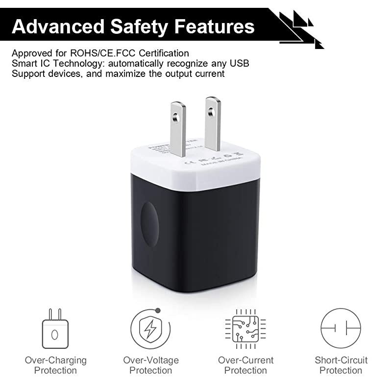 Wall Charger Brick 4Pack 21A5V Dual Plug Power Adapter Charger Box Charging Cube Heads for Replacement for iPhone XsXS MaxXRX876Plus Samsung Galaxy S8 S7 S6 Edge LG Moto HTC