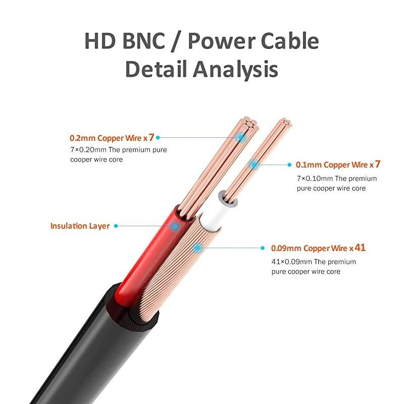 4Pack 4K 8MP 5MP 4MP 1080P 100Ft 30 Meters PreMade AllinOne BNC Cables for Security Camera System and CCTV Bullet Cameras or Dome Cameras