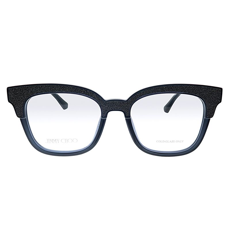 Jimmy Choo  18R Womens Cat-Eye Eyeglasses Silver Glitter And Black 49mm