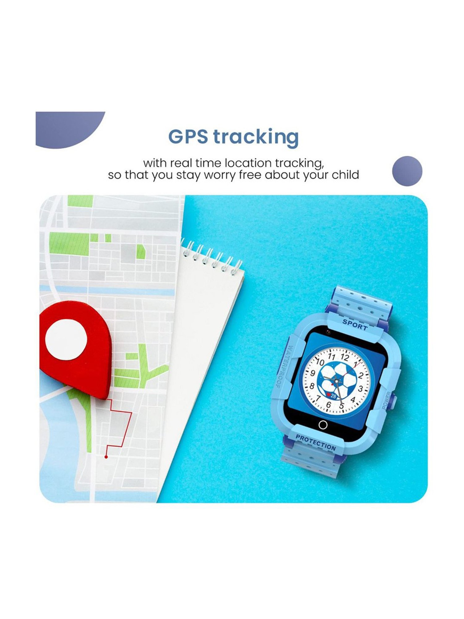 Turet Gator 2.0 Kids GPS Tracker, LTE Smartwatch for Kids with Voice & Video Call (Blue)