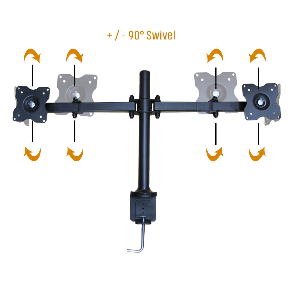 Koramzi Desk Dual Mount Stand for LCD/LED Monitor and TV Heavy Duty Fully Adjustable Arms and height, Fits 10" to 30" Monitors and TVs Includes wire clips- KWM1421 (Dual Arm)