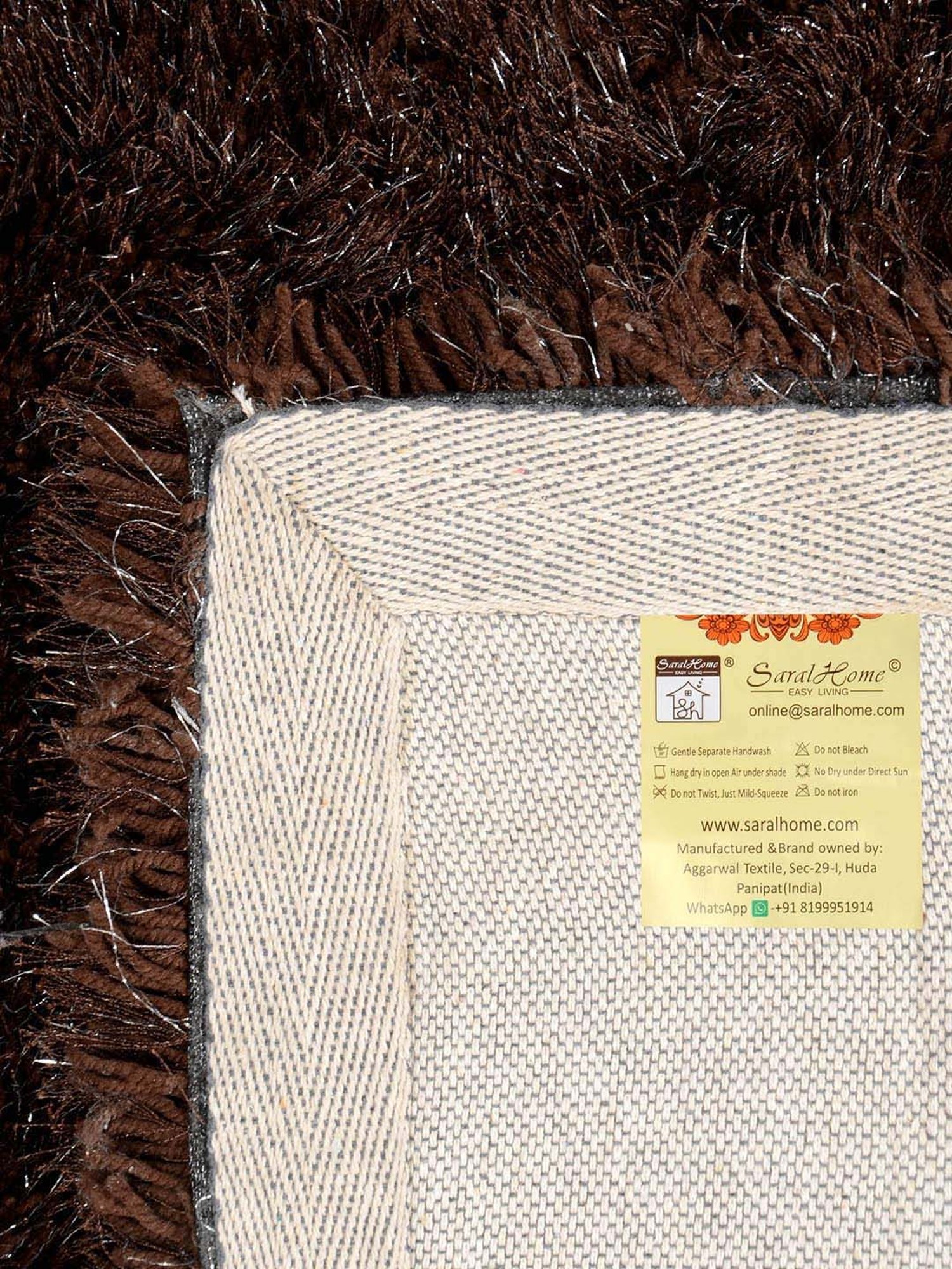 Saral Home Modern Dark Brown Polyester Carpet - Set of 1