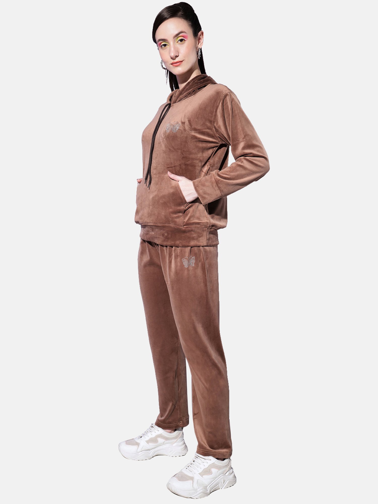 BUYNEWTREND Brown Regular Fit Sports Tracksuit