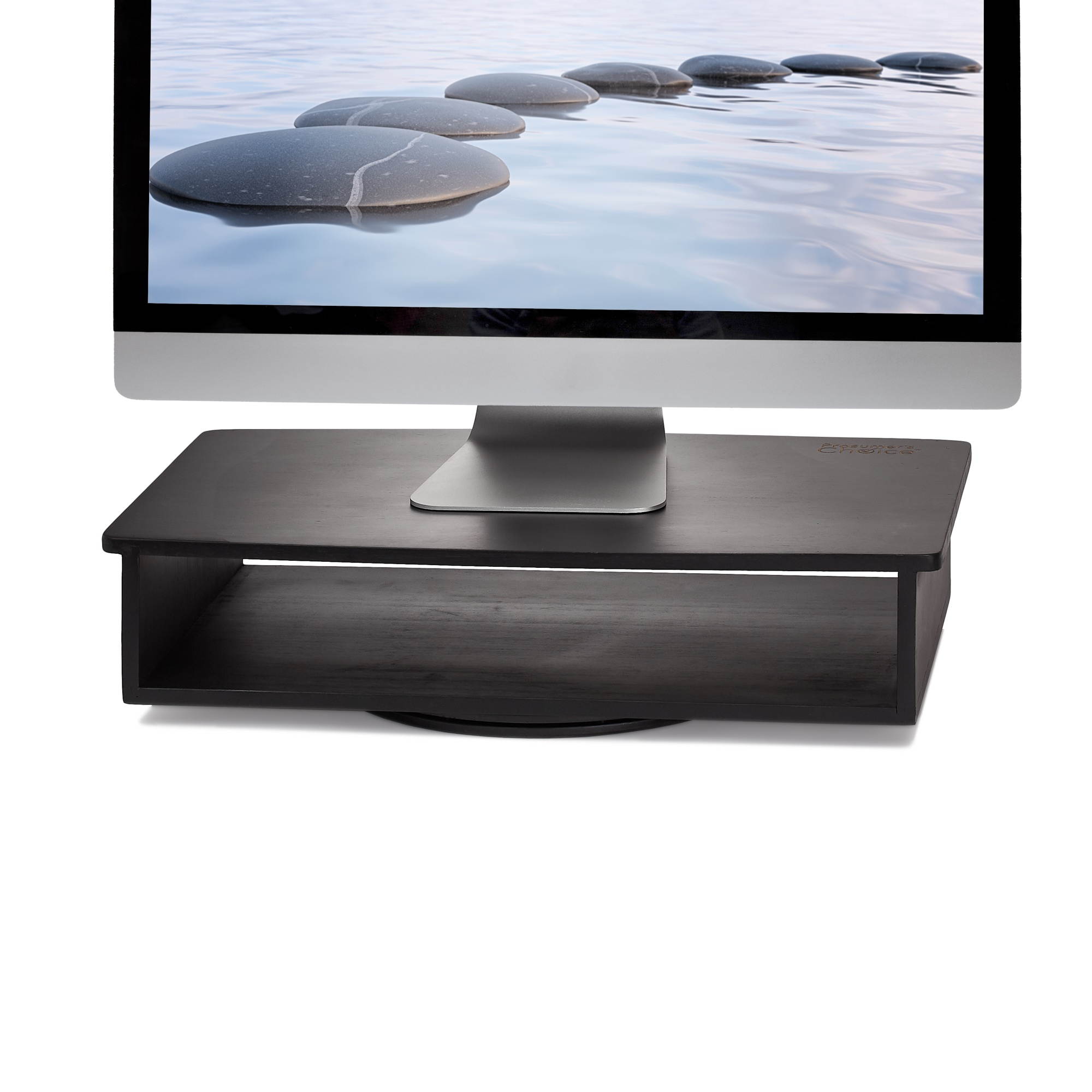 Prosumer's Choice Bamboo 360 Rotating 2 Tier TV Swivel Stand for Flat Screens &ndash; Black