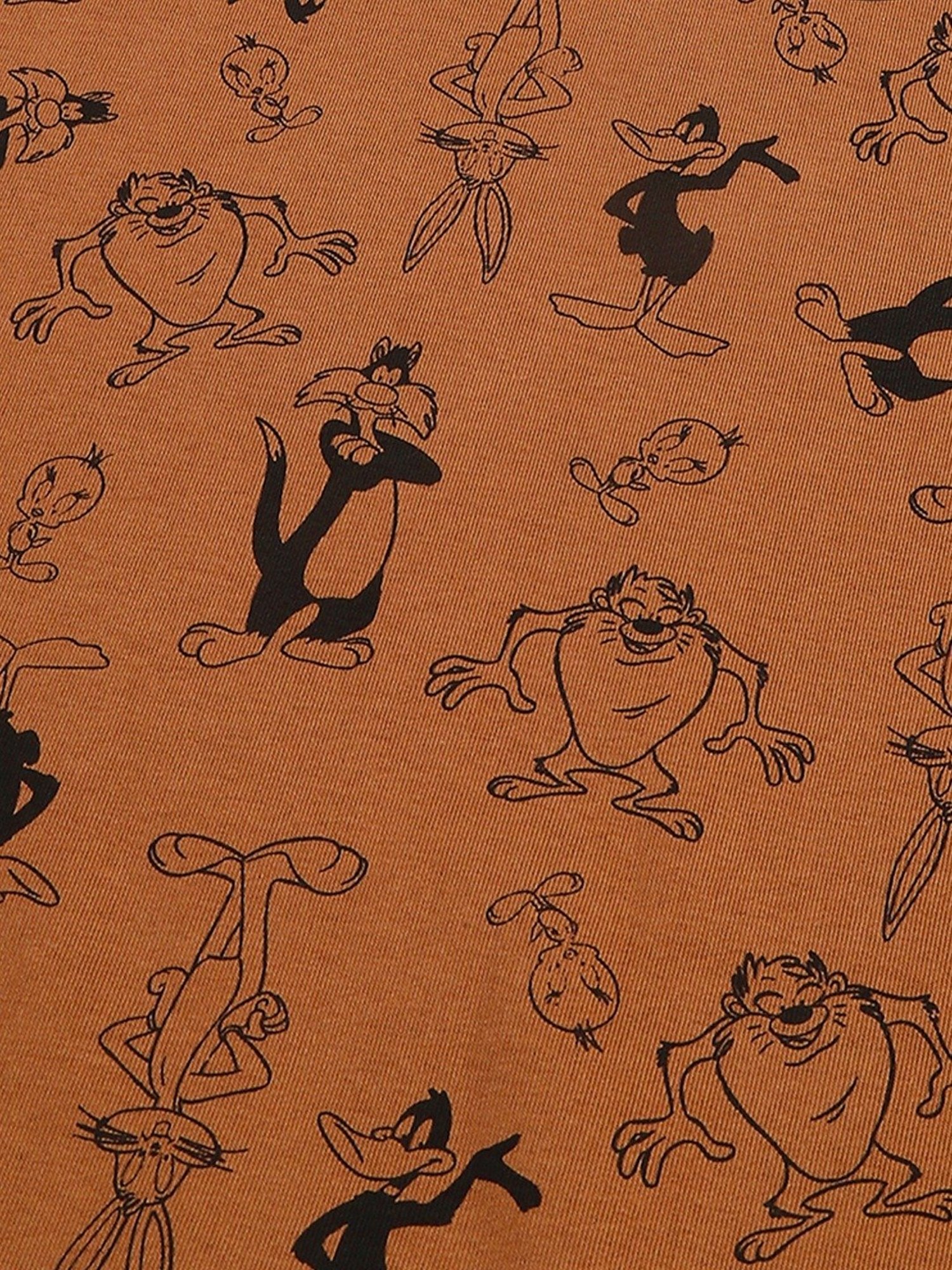 Free Authority Brown Loose Fit Looney Tunes Printed Co-Ord Set