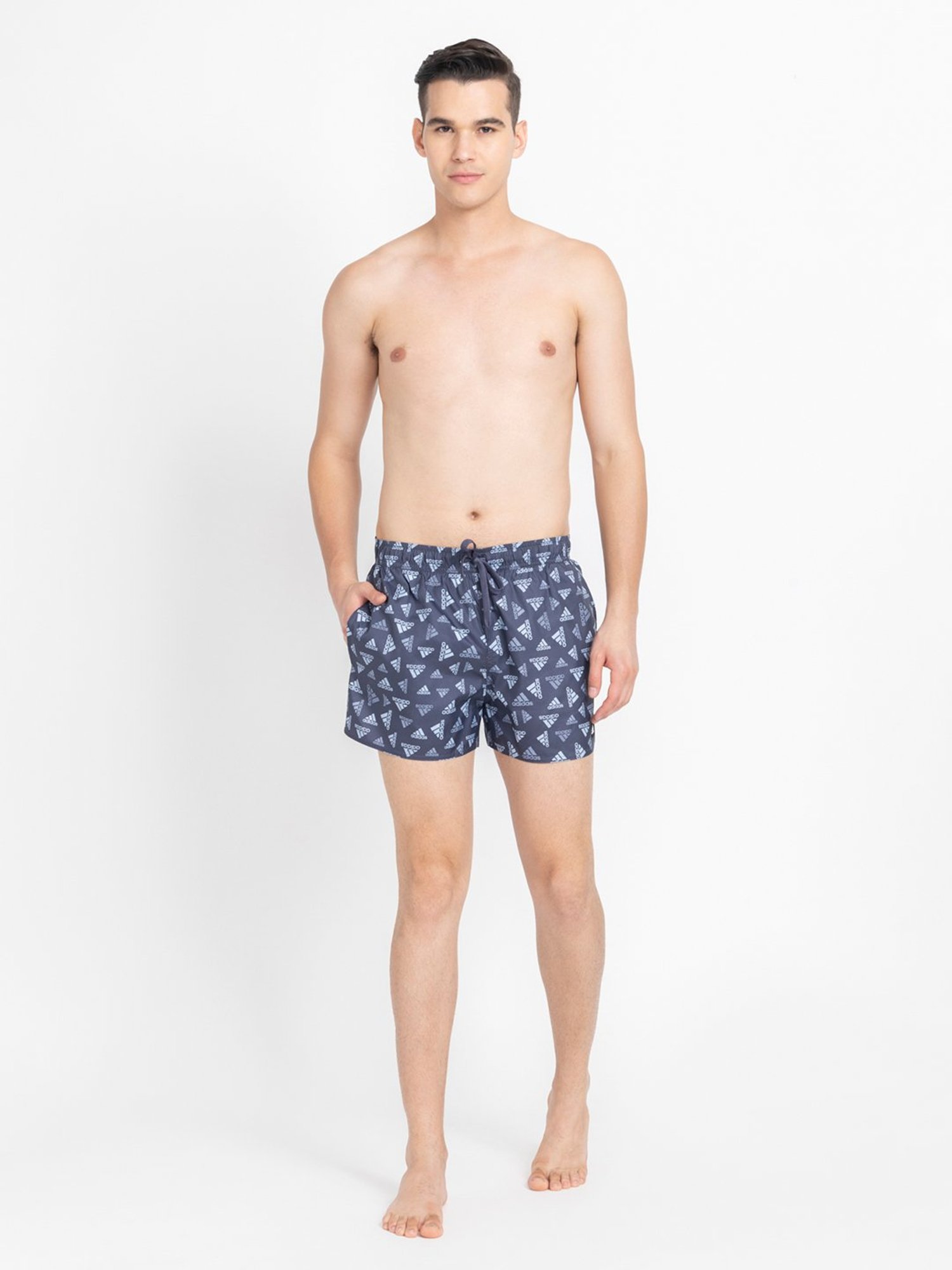 adidas Navy Regular Fit Allover Print CLX Swim Shorts