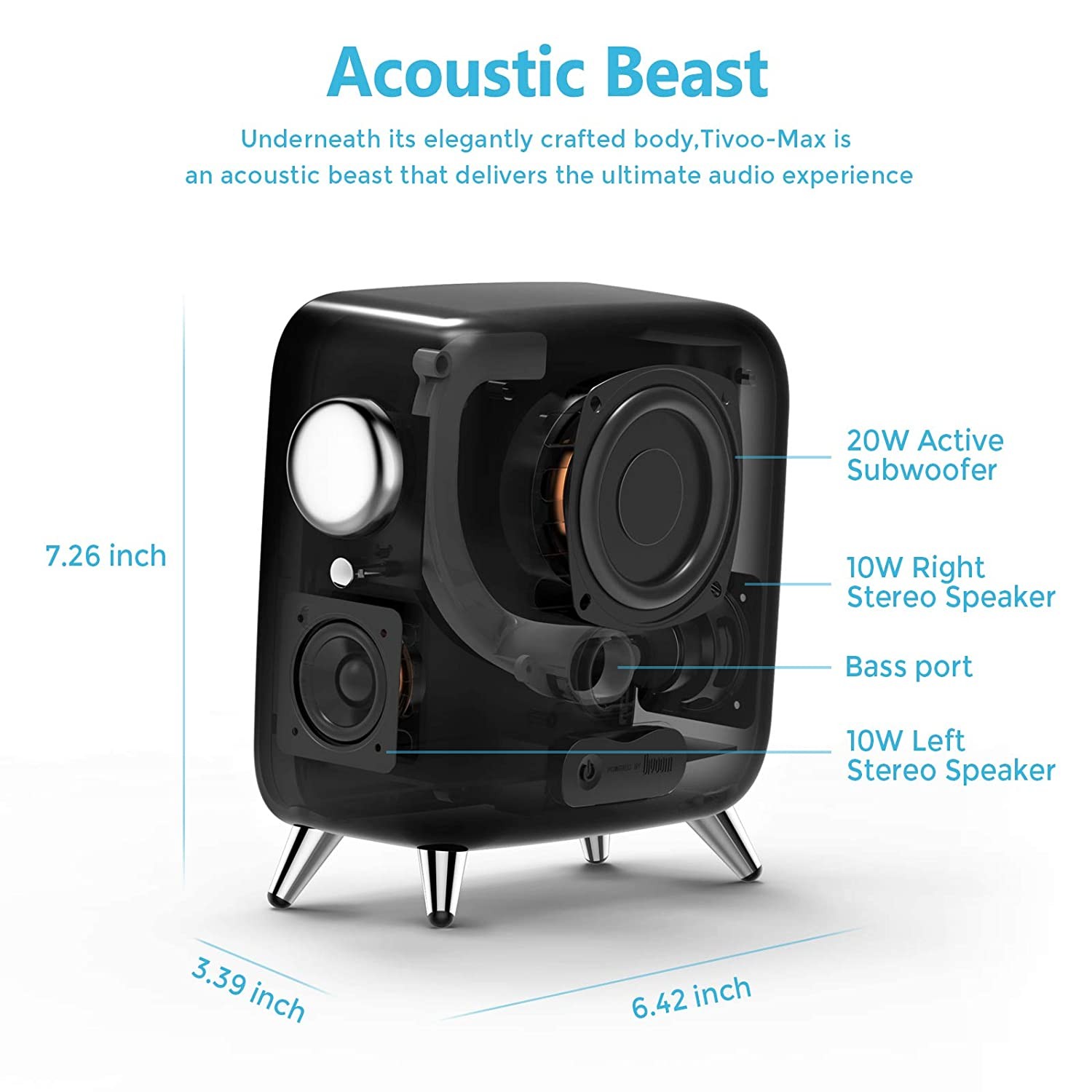 Divoom Tivoo Max 40W Premium Retro Pixel Bluetooth Speaker with 16X16 LED Customized Front Panel (Red)