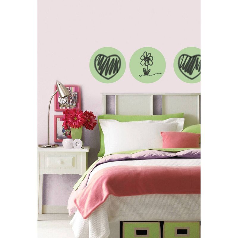 Wall Pops!  Dry Erase Board Circle Decals 13" 6ct - Pastel Green