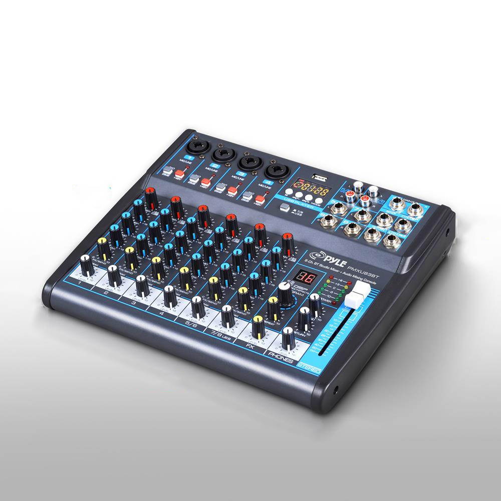 Pyle 8 Channel Bluetooth Sound Board Mixer System for DJ Studio Audio (2 Pack)