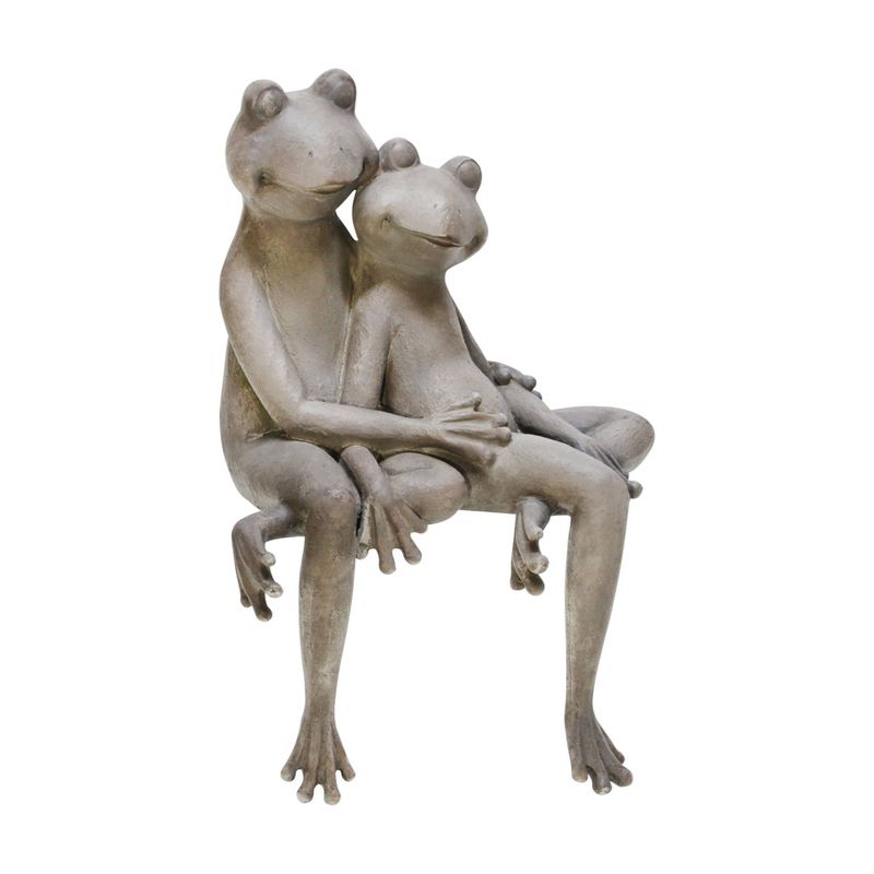 18" Polyresin Sitting Frog Couple Figurine Gray - Sagebrook Home