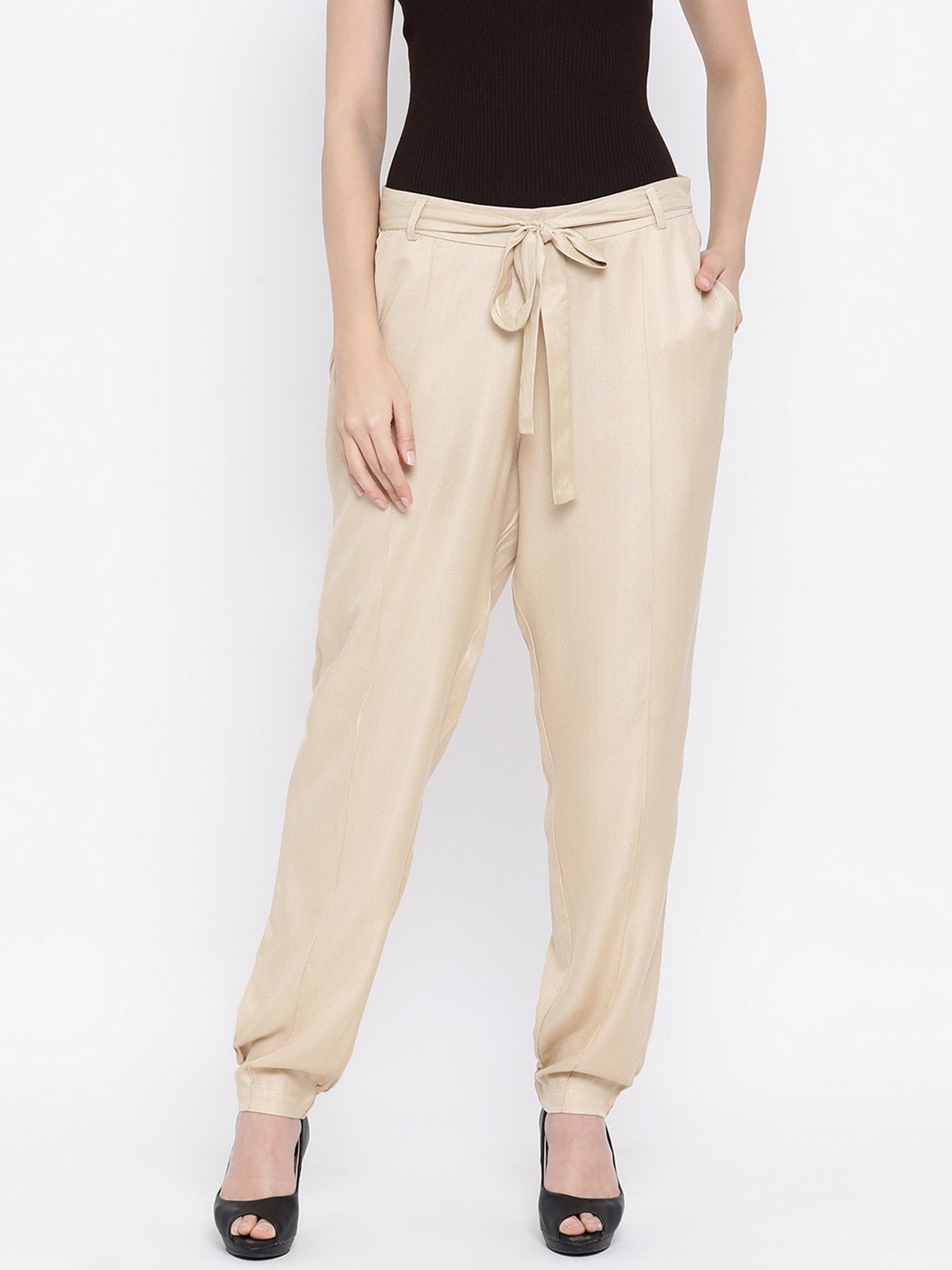 Rooted Beige Mid Rise Pants