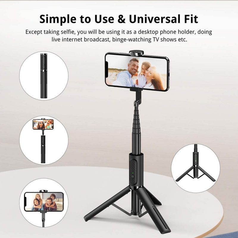 Selfie Stick Tripod, Mlay Extendable 3 in 1 Aluminum Bluetooth Selfie Stick with Wireless Remote and Tripod Stand 360&deg; Rotation for iPhone 12/11/11 Pro/XS Max/XS/XR/X/8/7, Samsung and Smartphone