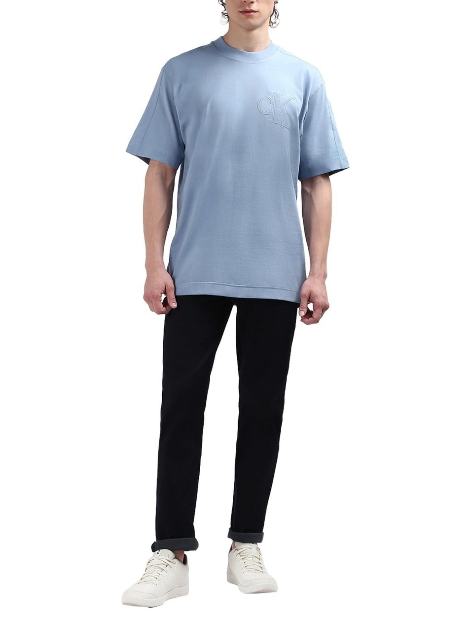 Calvin Klein Blue Cotton Relaxed Fit T-Shirt