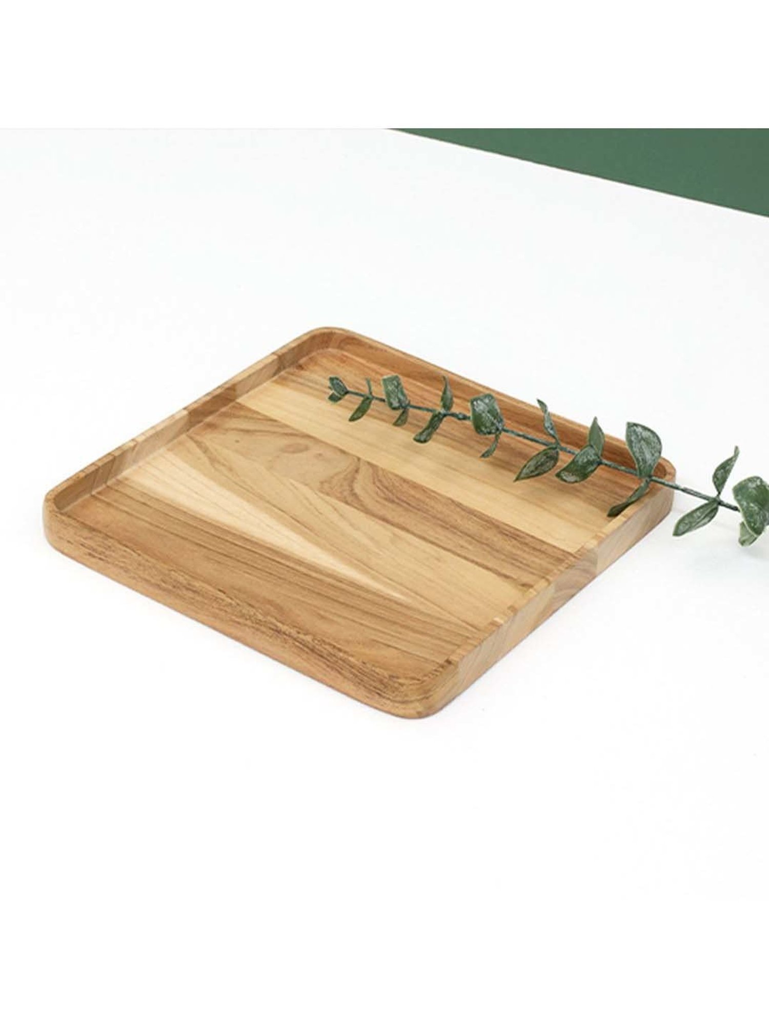 ICRAFT Quad Brown Teak Wood Square Platter