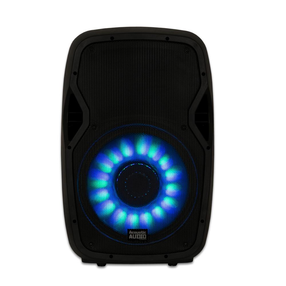 Acoustic Audio AA15LBS Powered 1000W 15" Bluetooth Flashing LED Speaker with Mic and Stand