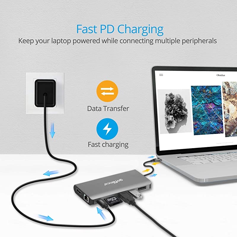 USB-C to Dual 4K DisplayPort MST Adapter Splitter, 4K @30Hz, USB Type C to Displayport Multi Monitor Converter, Thunderbolt 3 Compatible, for Windows PCs, NOT Mac, (DP Alternate Mode Required)